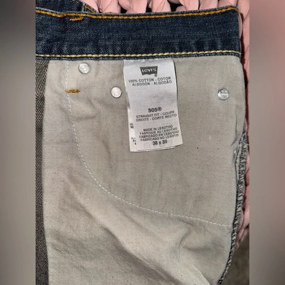 Levi’s 505 Denim Jean Pant Straight Fit Men Size 38 X 30 Dark Blue Cotton
